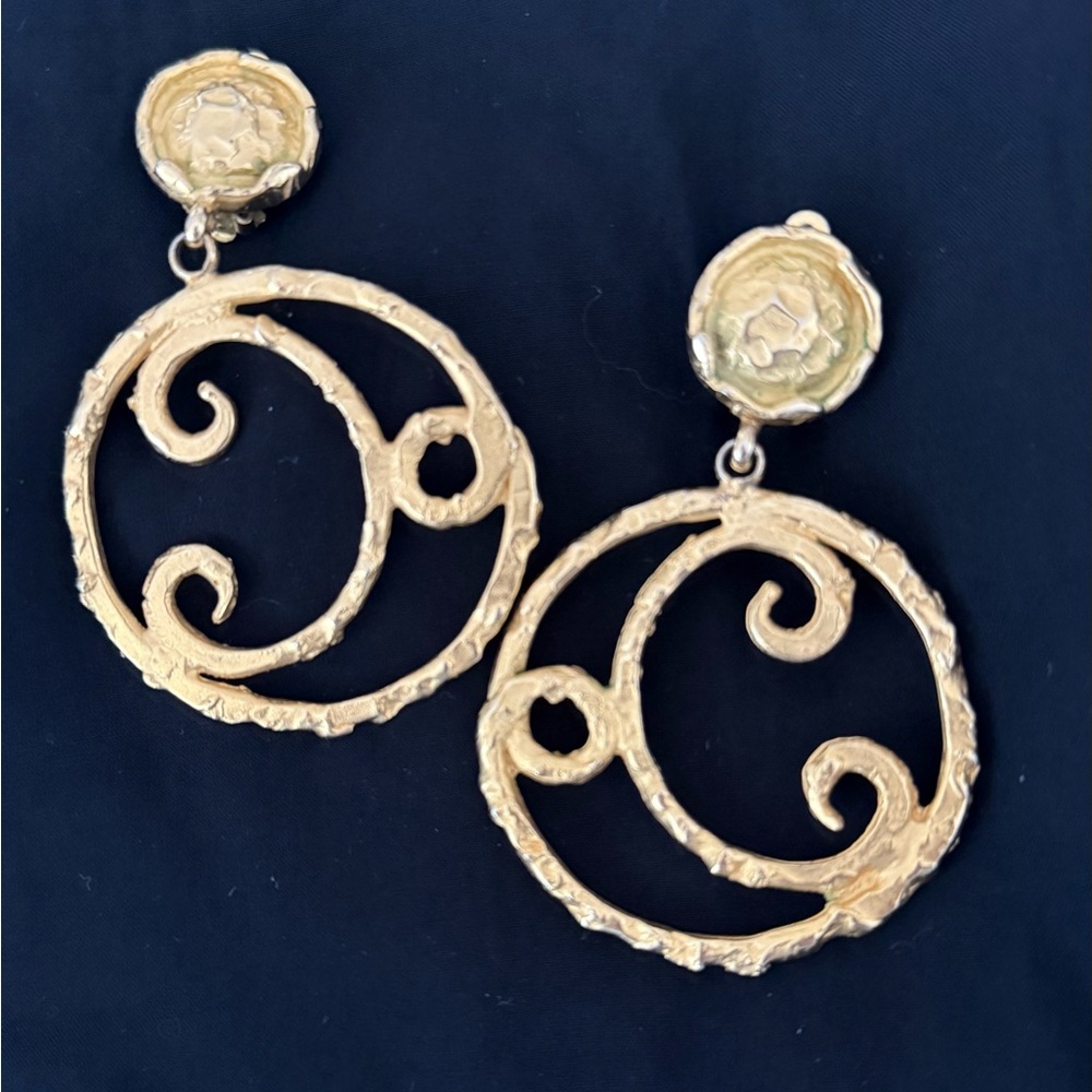 Elegant Gold Swirl Clip Earrings